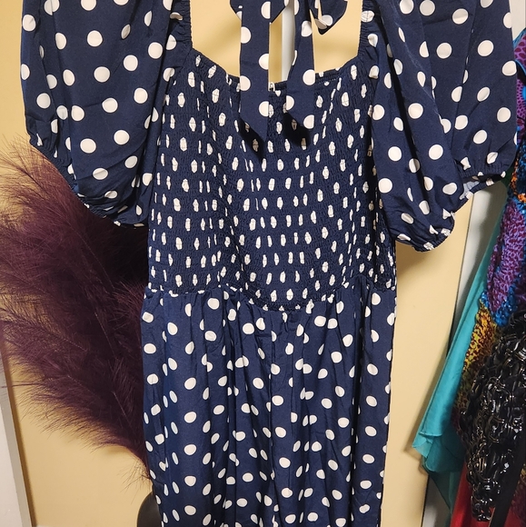 💖💗Woman navy blue and white polka dot one piece above ankle size 2XL new💙🤍 - Picture 3 of 5